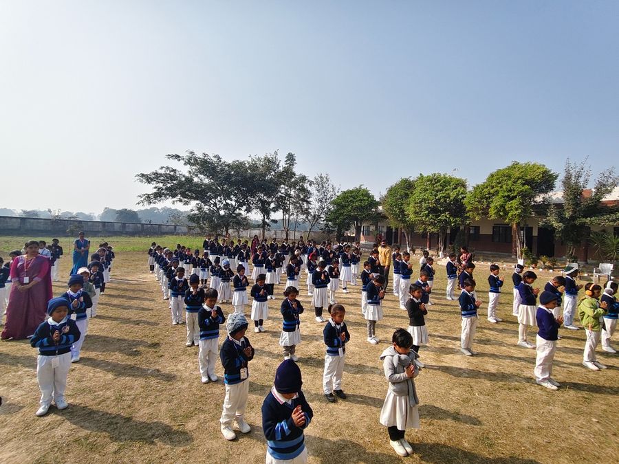 Morning prayer on the school ground