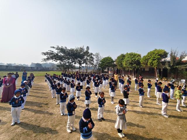 Morning prayer on the school ground